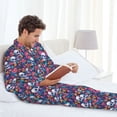 thumbnail image 6 of Naloa Skull Daisy Men’s Pajamas Set - Long Sleeve Button Down Sleep Shirt and Pajama Bottoms Sleepwear Set-Medium, 6 of 7