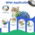 thumbnail image 6 of Breathable Mesh Anti Scratch Adjustable Cat Net Bag for Bathing，Cat Grooming Bag for Nail Trimming - Polyester Soft Cat Washing Bag (Blue-Green), 6 of 7