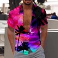 thumbnail image 3 of Camisas Para Hombre Slim Fit Estilo Cocotero Impresión digital 3d Camisa de manga corta creativa suelta casual (Hot Pink, 8XL), 3 of 4