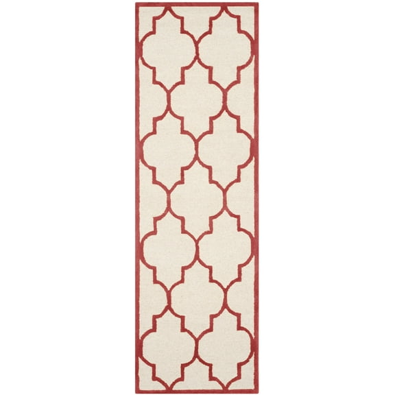 SAFAVIEH Cambridge Kevin Geometric Wool Runner Rug, Ivory/Rust, 2'6" x 8'