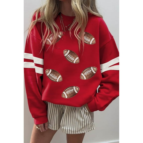 Craaazy Sweatshirt for Women Oversized Casual Rugby Printed Pullover Loose Sweatshirts Long Sleeve Crewneck Fashion Top Hoodless Sweater Gifts