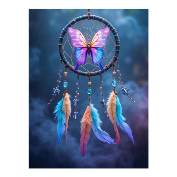 Diamond Art Kit for Adults, Butterfly Dreamcatcher Colorful Feathers Diamond Painting for Adults Beginners, DIY Diamond Art Painting Kits, 5D Diamond Painting Crafts for Home Decor 12x16 Frameless