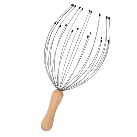Wooden Handle Wire Octopus Scalp Massager, Handheld Head Scratcher for Stress Relief & Scalp Circulation Boost, Portable Manual Head Massage Tool for Home Office Travel Relaxation