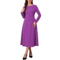 thumbnail image 2 of INSPIRE CHIC Women's Long Sleeve Dress Wedding Guest Formal Cocktail Crewneck A-Line Maxi Dress XL Purple, 2 of 6