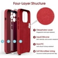 thumbnail image 6 of Liquid Silicone Case for iPhone 13 Pro, [Camera Protection] [Anti Fingerprint] [Wireless Charging] 4 Layer Phone Case Protective Cover, Built-in Microfiber Case Cover, 6.1", Red, 6 of 15