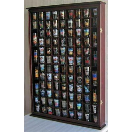 100 Shot Glass Display Case Holder Shadow Box Wall Cabinet With