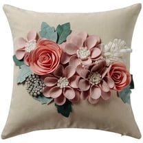 JWH 3D Decorative Solid Cotton and Suede Pink Flower Throw Pillow Covers Cases for Room Decoration 18x18inch