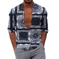 thumbnail image 1 of Camisas Para Hombre Manga Larga Negra Camisas estampadas informales de manga larga para otoño e invierno para hombre, blusas superiores a la (Navy, M), 1 of 4