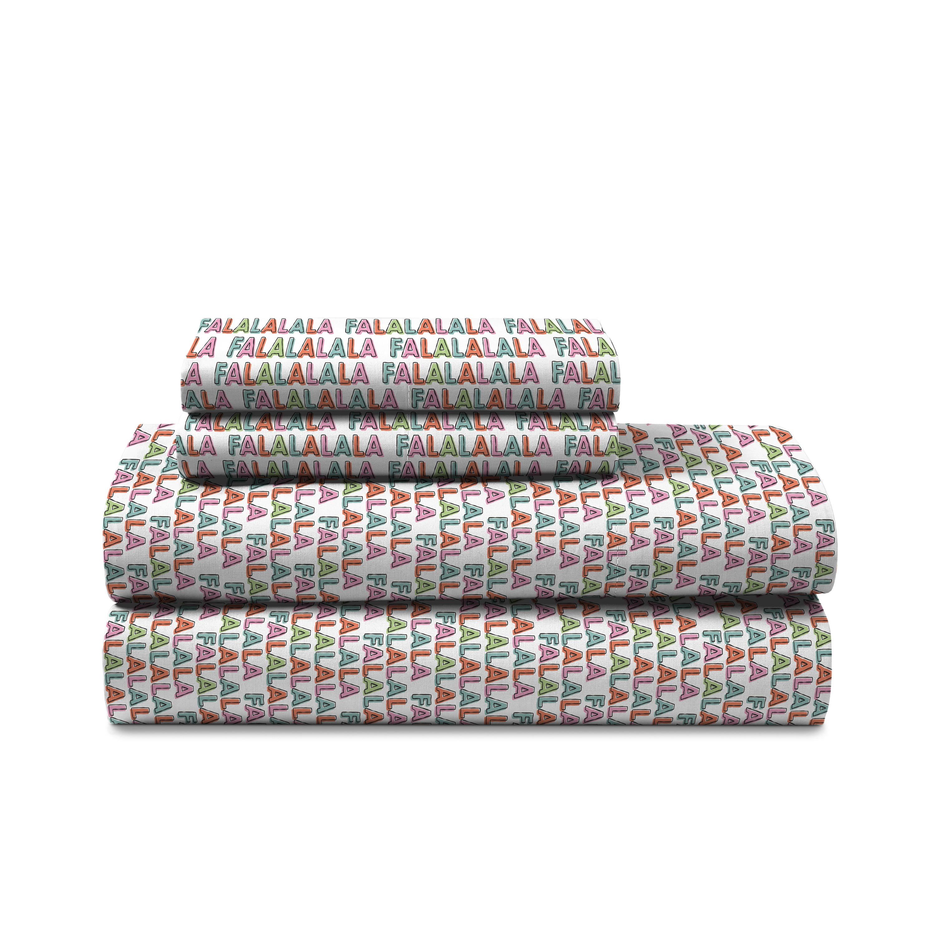 Martex 2-Pack Holiday Twin Snowflake and Fa la la la Sheet Set