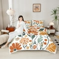 thumbnail image 3 of Manfei Cartoon Abstract Flower King Size Comforter Sets,Modern Aesthetic Desgin Bedding Comforter Set,Orange Beige Green Bedding Set For Girl,Super Cozy Room Decor Reversible,3pcs, 3 of 7