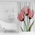thumbnail image 2 of Pink Tulips Shower Curtain, 72" x 72", Countryside Flower Watercolor Floral Waterproof Bathroom Curtain Washable Shower Curtain Set with 12 Hooks, 2 of 6