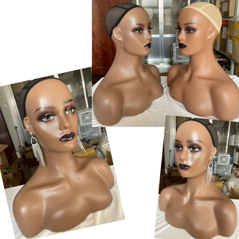New Mannequin Head Realistic Female Mannequin Head with Shoulders for  Display - Manikin Head with Shoulder for Wig,Jewelry,Makeup,Hat,Sunglasses  Display Stand Flat and Smooth With Holes for Jewelry