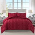 thumbnail image 1 of JML Tufted Queen Comforter Set 3 Pieces, Jacquard Boho Tufts Bedding Set - All Season Duvet and 2 Pillow Shams Bed Sets, Burgundy, 1 of 9