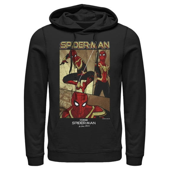 Men's Marvel Spider-Man: No Way Home Three Panel Poster  Pull Over Hoodie Black Small