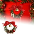 thumbnail image 2 of Christmas Door Wreath with Bow and Bell Decorations - Artificial Golden Green Wreath with Jingle Bells, Lanyard for Front Door, Tree, Indoor Outdoor Home Decor, Window, Cabinet, Car Wall Christmas, 2 of 9