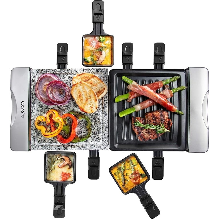 2-8 People Electric BBQ Grill Table Top Griddle Non-stick Raclette with 4  Pans