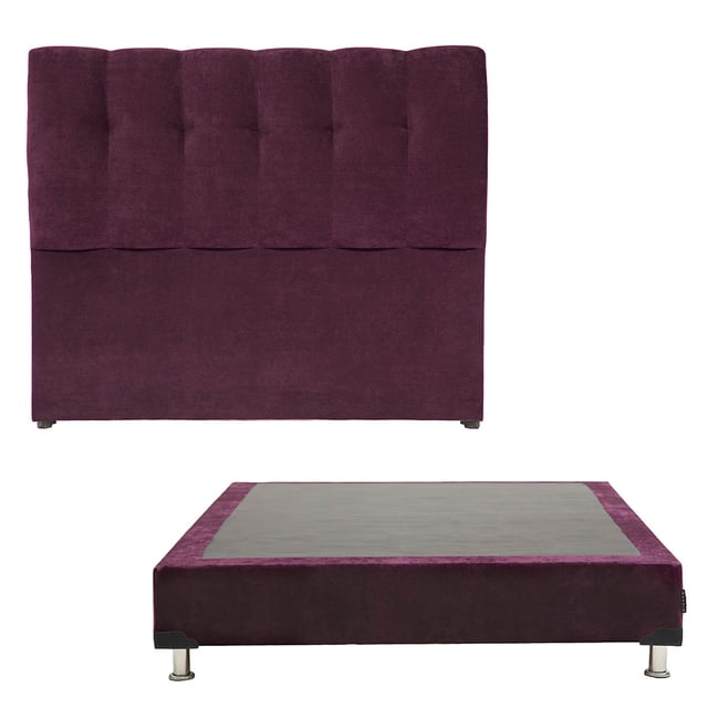 Box Base Cama Individual + Cabecera Nube Morado Dicasa Velvet