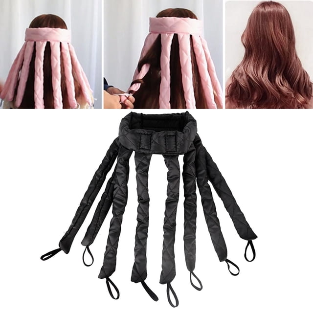 Rizadores de cabellero sin calor pulpo dañan el cabello, varilla rizadora sin calefacción, diadema, varita rizadora, rizos naturales , Negro para cabello largo Macarena Rizadores de pelo sin calor