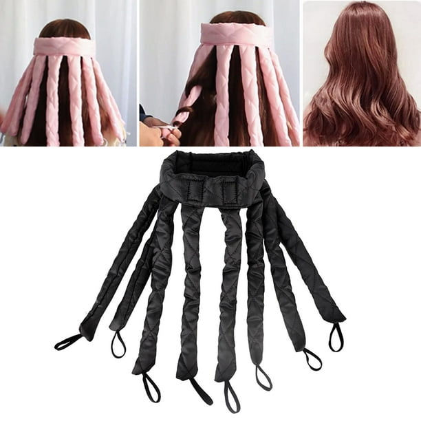 Rizadores de cabellero sin calor pulpo dañan el cabello, varilla rizadora sin calefacción, diadema, varita rizadora, rizos naturales , Negro para cabello largo Macarena Rizadores de pelo sin calor