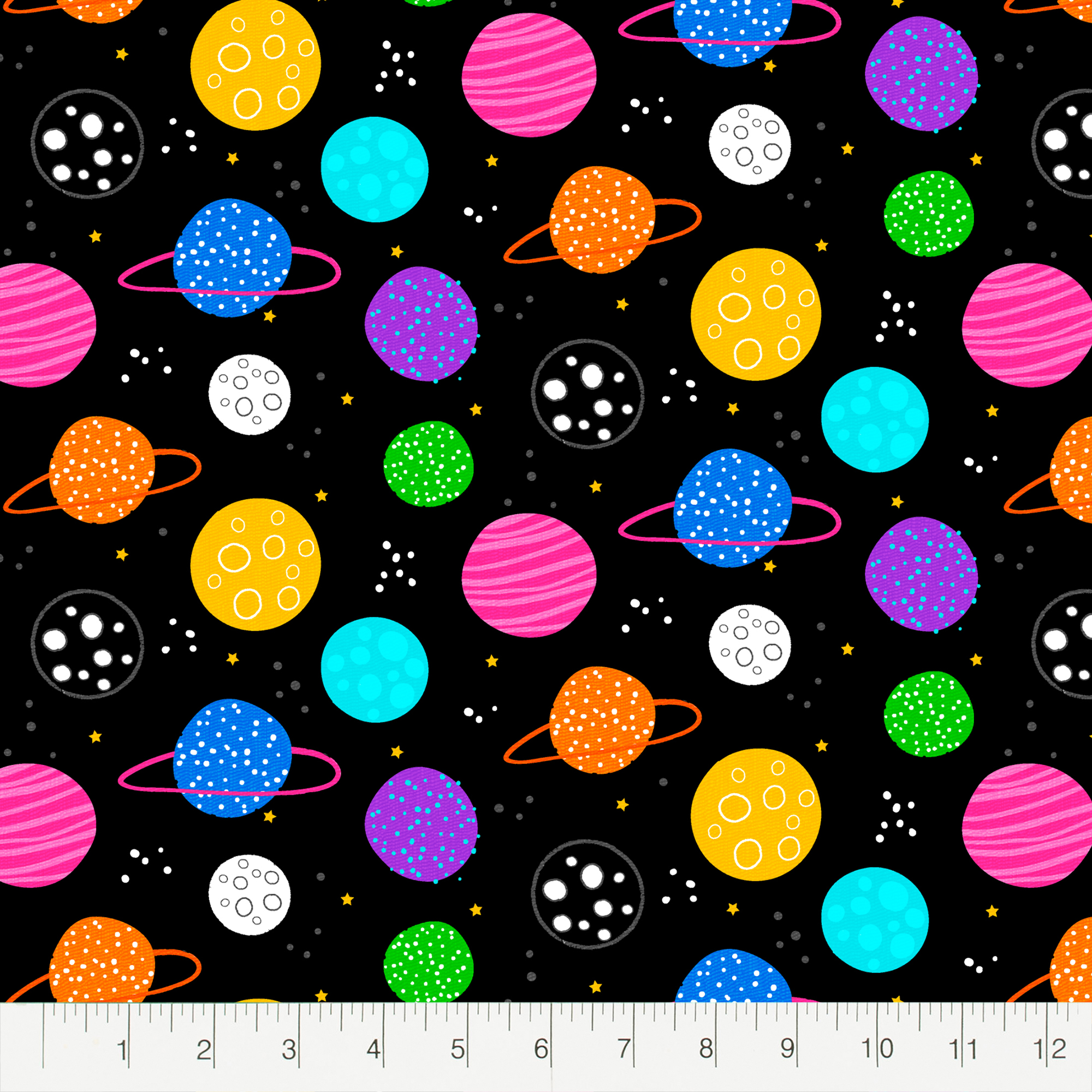 Create It 18"x21" Cotton Space Precut Sewing & Craft Fabric, Black 10 Pieces