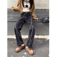 thumbnail image 4 of Pantalones vaqueros de estilo Retro para mujer, Jeans sueltos de nicho con piernas anchas, Pantalones rectos antiguos informales de cintura alta, 4 of 4