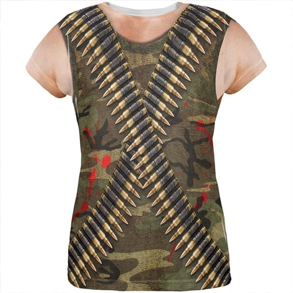 Halloween Commando Ranger Costume All Over Womens T Shirt Multi SM