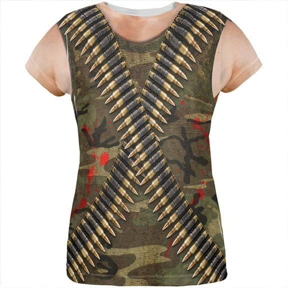 Halloween Commando Ranger Costume All Over Womens T Shirt Multi 2XL