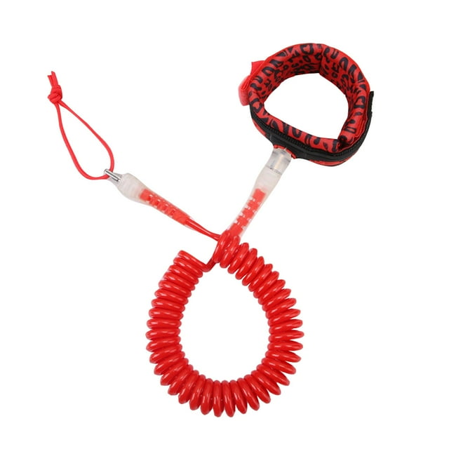 Correa de tabla de surf de 10 pies, cuerda de pie de pierna de resorte en espiral de 5 mm, cordón de TPU, tabla de remo Rojo Cola Correa de tabla de surf