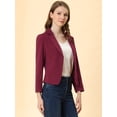 thumbnail image 2 of INSPIRE CHIC Chaqueta abierta de la chaqueta del traje de la cosecha del trabajo de la oficina del frente de las mujeres Borgo?a-Sólido L, 2 of 6