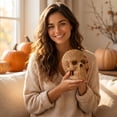 thumbnail image 5 of Halloween Rattan Look Resin Skull Figurine, Woven Texture Gothic Tabletop Ornament for Mantel Shelf Party GHOST HOUSE and Spooky Home Decor, 5 of 5