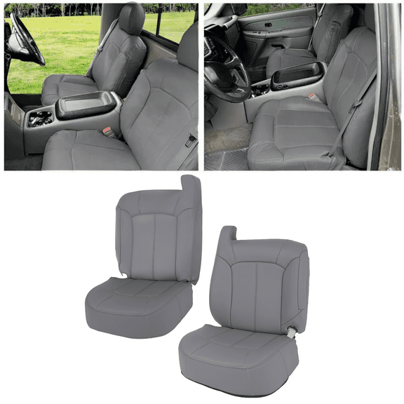 For 1999-2002 Chevy Silverado Tahoe Suburban Leather Seat Covers Pewter Gray