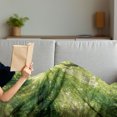 thumbnail image 3 of Forest Soft Flannel Fleece Blanket, Nature Woodland Scene of a Giant Tree Spring Branches and Sunbeams Photo, Cozy Plush for Indoor and Outdoor Use, 70" x 90", Green and Dark Green, by Ambesonne, 3 of 5