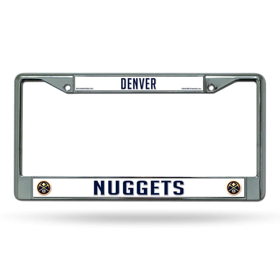 Denver Basketball Nuggets - 12" x 6" Standard Size - Chrome Metal License Plate Frame