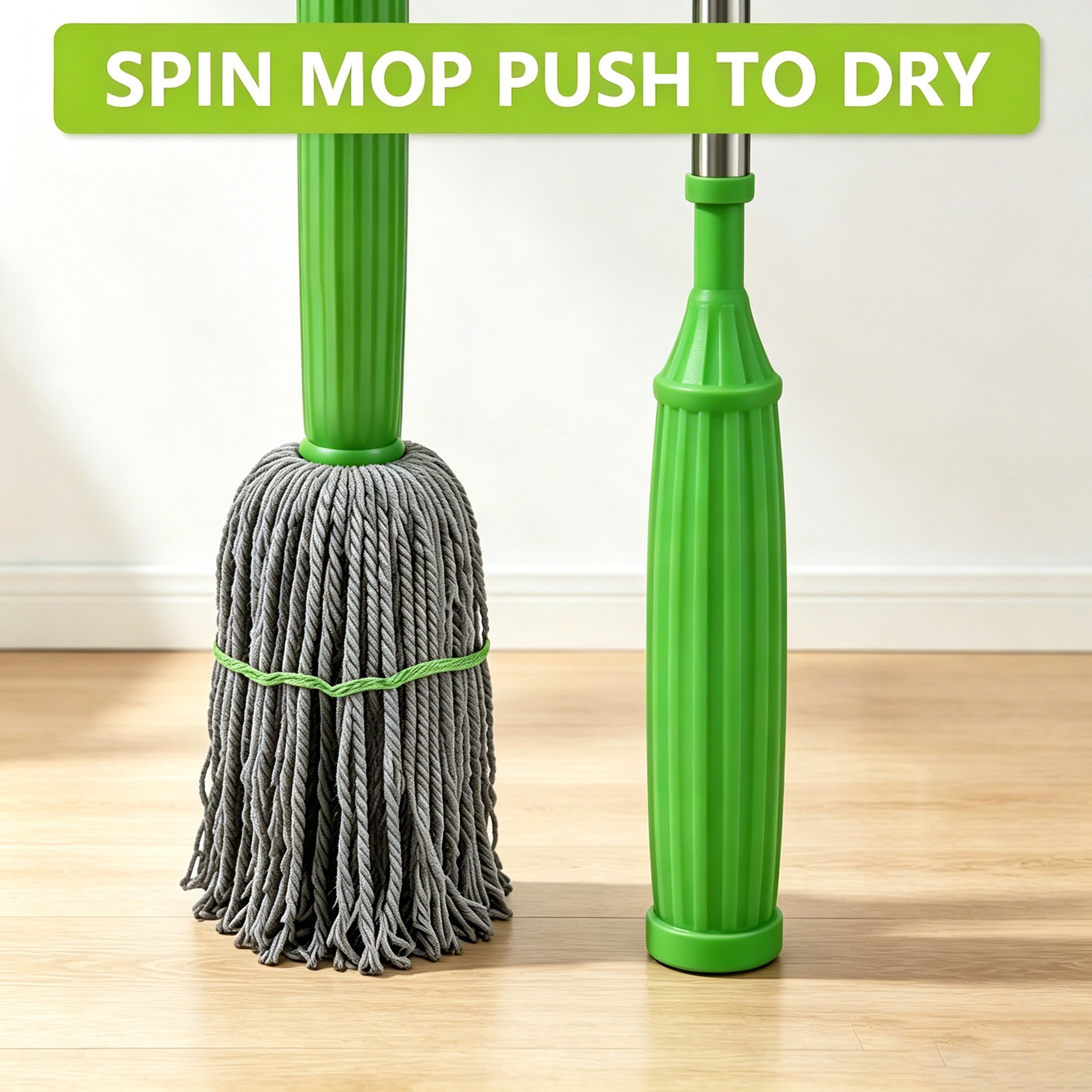 GARITIN Self-Wringing Twist Mop, Microfiber Floor Mop for Household Cleaning, Green