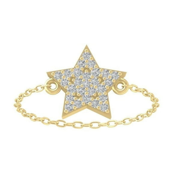 ARAIYA FINE JEWELRY 14K Yellow Gold Diamond Star Chain Ring (1/8 cttw, I-J Color, I2-I3 Clarity) Size 9.5