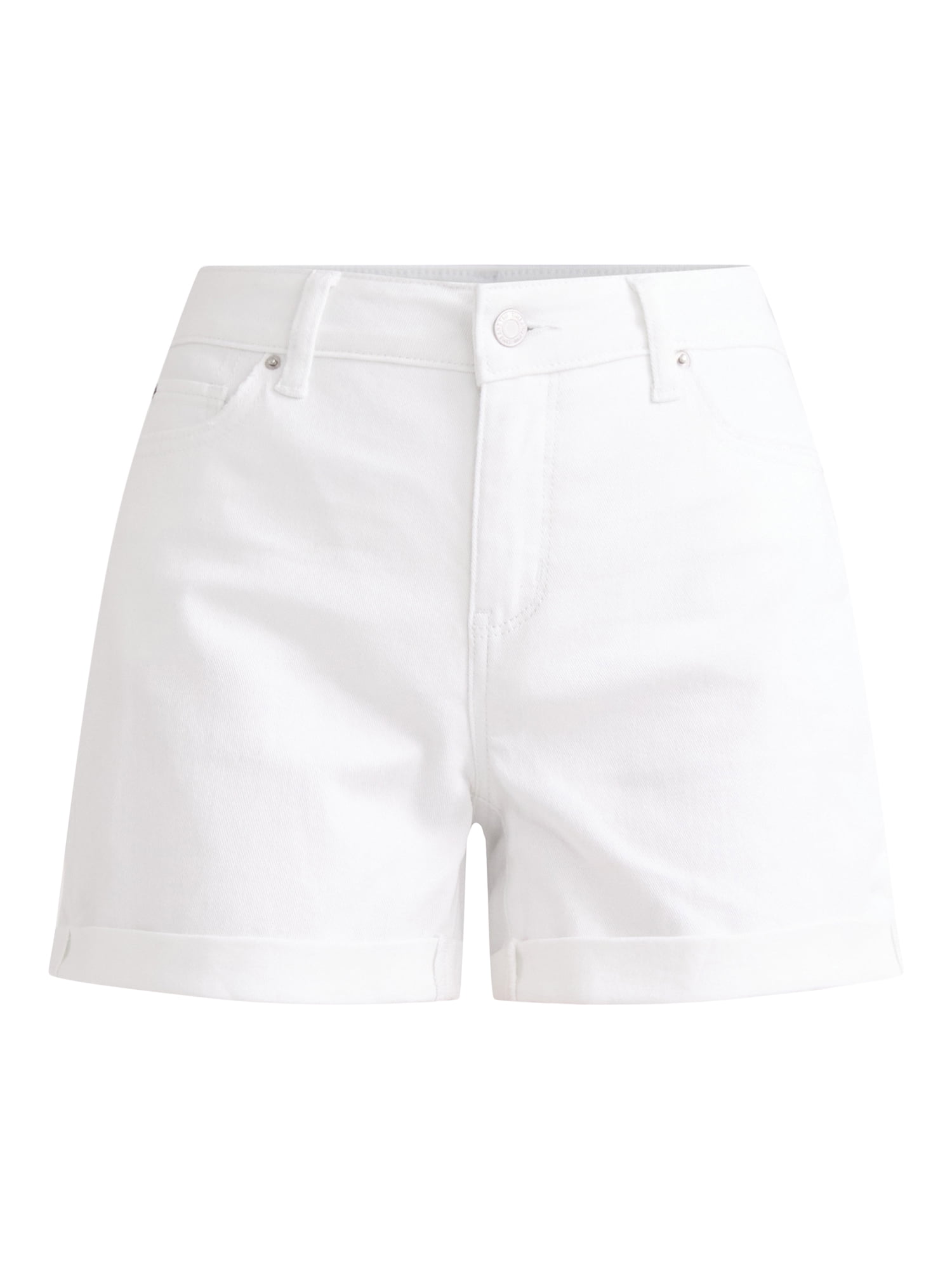 Time and Tru Women's Rolled Cuff Denim Shorts, 4" Inseam, Size 0-22