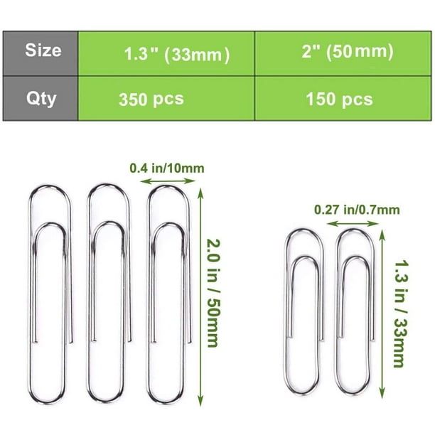 Vannise Paper Clips Smooth Silver, Medium and Jumbo Paper Clip (1.3 inch &  2.0 inch), Durable and Rustproof, Coated Paper Clips Great for Office  School and Personal Use 