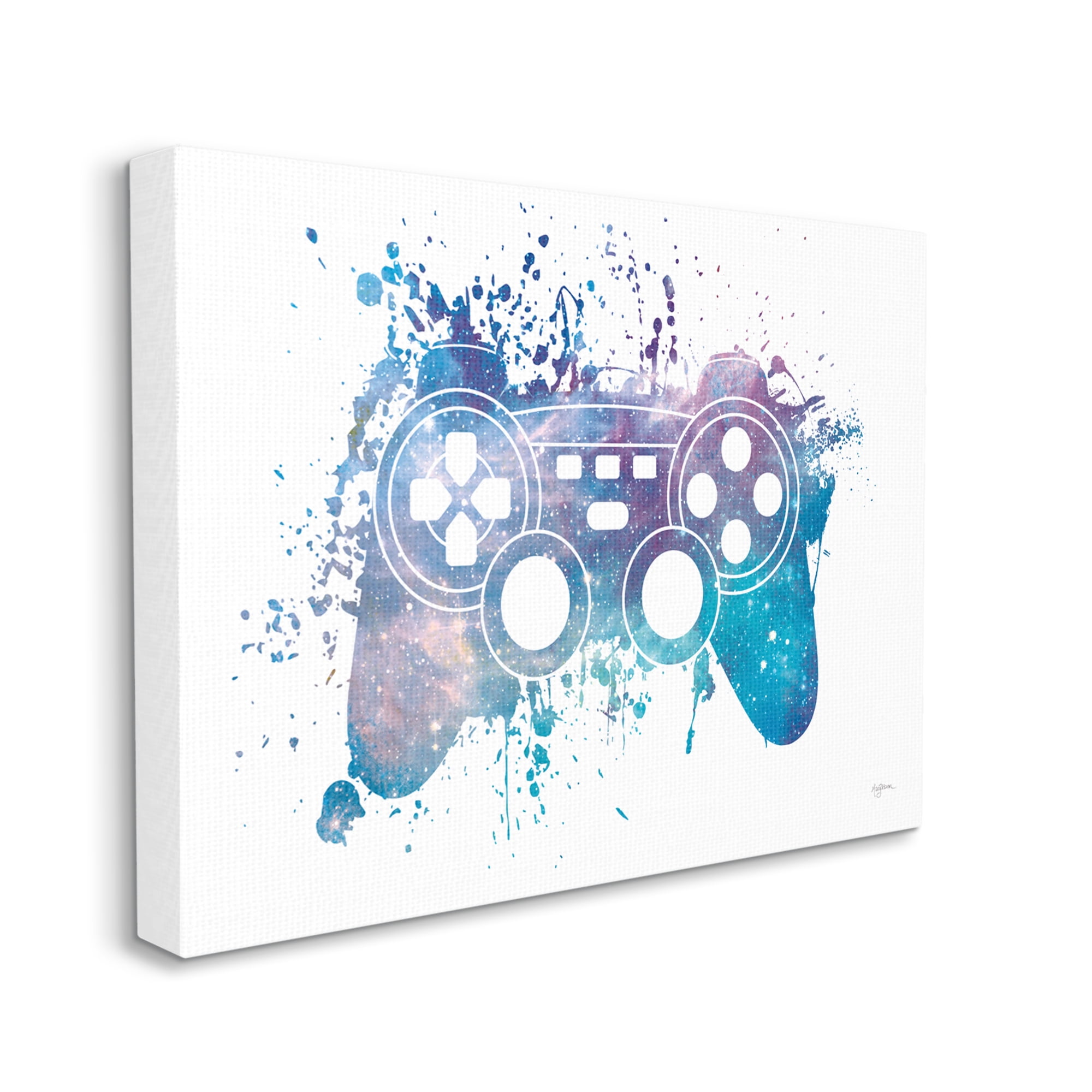 Stupell Industries Game Controller Modern Splash Abstract Painting Gallery Wrapped Canvas Print Wall Art, 30 x 24