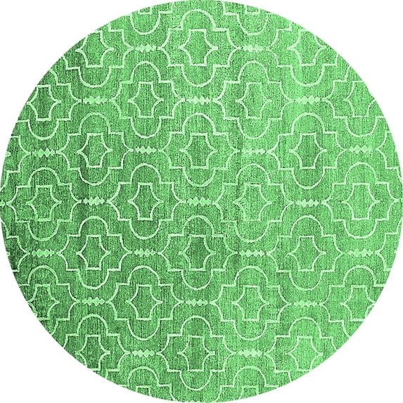 Ahgly Company Indoor Round Trellis Emerald Green Modern Area Rugs, 3' Round