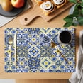 thumbnail image 2 of Placemats Set of 8, Middle Century Woven Placemat, Linen Place Mats for Kitchen/Dining Tables, Vintage Farmhouse Bohemia Style Blue Washable Table Mats for Party, 2 of 8
