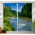 thumbnail image 2 of Lake Blackout Curtains Home Decor,landscape mountains forest river beautiful Rod Pocket Thermal Insulated Drapes Darkening Window Curtain for Girls Boy Bedroom Living Room-42"W x 96"L (Pack of 2), 2 of 7