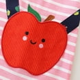 thumbnail image 5 of HWJAD Long Sleeve Dress for Toddler Girls 2-7Y Spring Fall Cotton Kids 3D Apple Crossbody Bag Applique Dresses, 5 of 8
