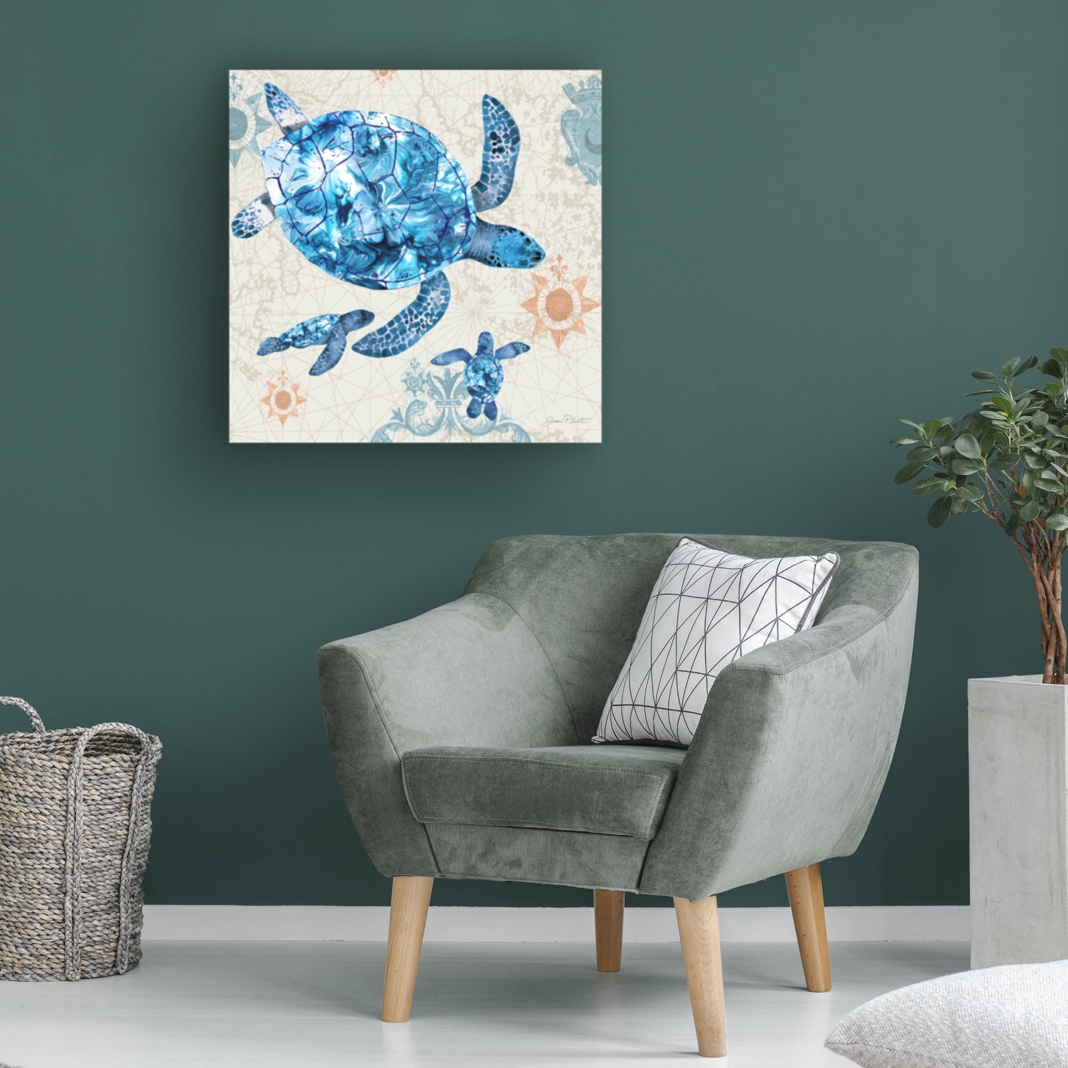 Canvas Wall Art - Jean Plout 'Coastal Collection C' Wall Art for Living Room, Bedroom, or Office Décor by Trademark Fine Art - 24 x 24 Inches