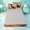 thumbnail image 4 of meiyoeat Mid Century Black Cat Art Zipper Full Size Comforter Sets with Fitted Sheet and 2 Pillowcases,Retro Print Zipper Bedding Set,Light Gray Reversible,4-Piece, 4 of 7