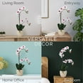 thumbnail image 2 of Home Accents 22-inch Artificial Real Touch Phalaenopsis Orchid in Cement Pot, White/Pink, 2 of 7