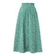 thumbnail image 5 of oqasdz Floral Prints Midi Skirt Boho Flowy Elastic High Waist A Line Skirt Bow Linen Flared Summer Beach Long Skirts for Women with Pockets, 5 of 6
