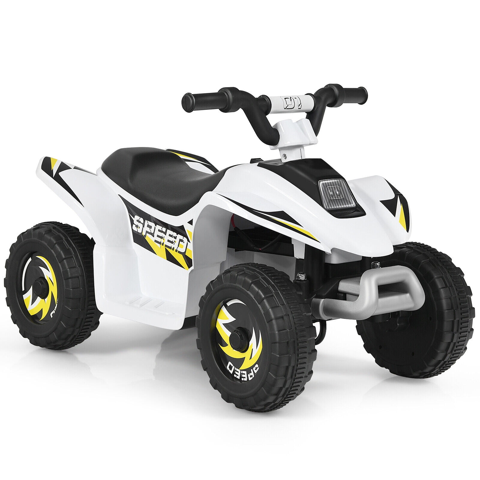 Amijoy 6V Children's electric four-wheel ATV 4 wear-resistant wheels, wide seats, foot pedals, with forward/back switch, mini electric car, gift for children 3-8 years old