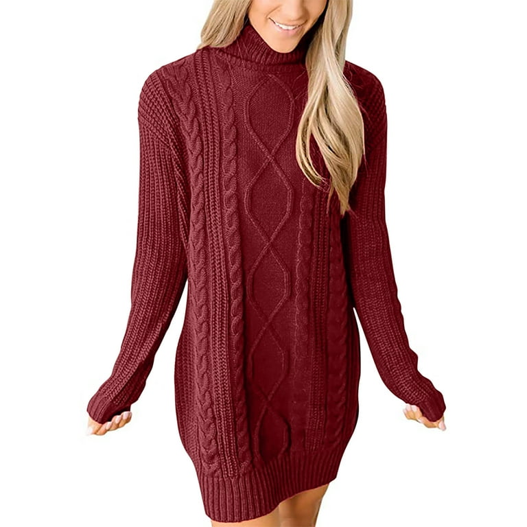 ANRABESS Women 2023 Fall Crewneck Long Sleeve Oversized Cable Knit Chunky  Baggy Loose Knit Pullover Short Sweater Dresses Trendy Winter Tunic Mini  Dress 412hongxing-XS Apricot at  Women's Clothing store