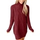 thumbnail image 5 of Suéter de cuello alto para mujer, jersey de cuello redondo de gran tamaño, jersey de otoño de punto trenzado, manga larga, suéteres cortos gruesos, vestidos, suéter para mujer, 5 of 6