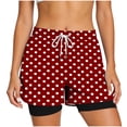 thumbnail image 5 of SAWOBUUN Women Polka Dot Running Shorts High Waist Athletic Casual Loose Elastic Drawstring Shorts with Lining, 5 of 8